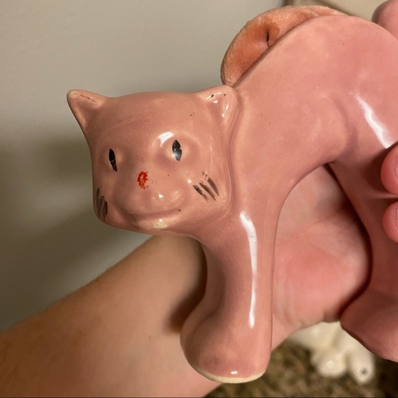 Vintage USA scaredy cat pink pin cushion pottery - Picture 8 of 8